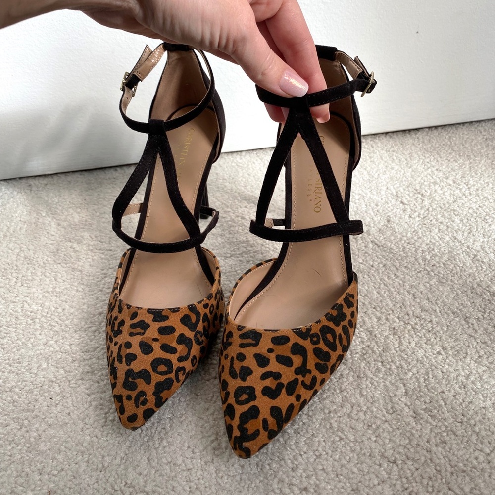 Leopard Print Pointed Toe Shoes With Strap Detail - image 3